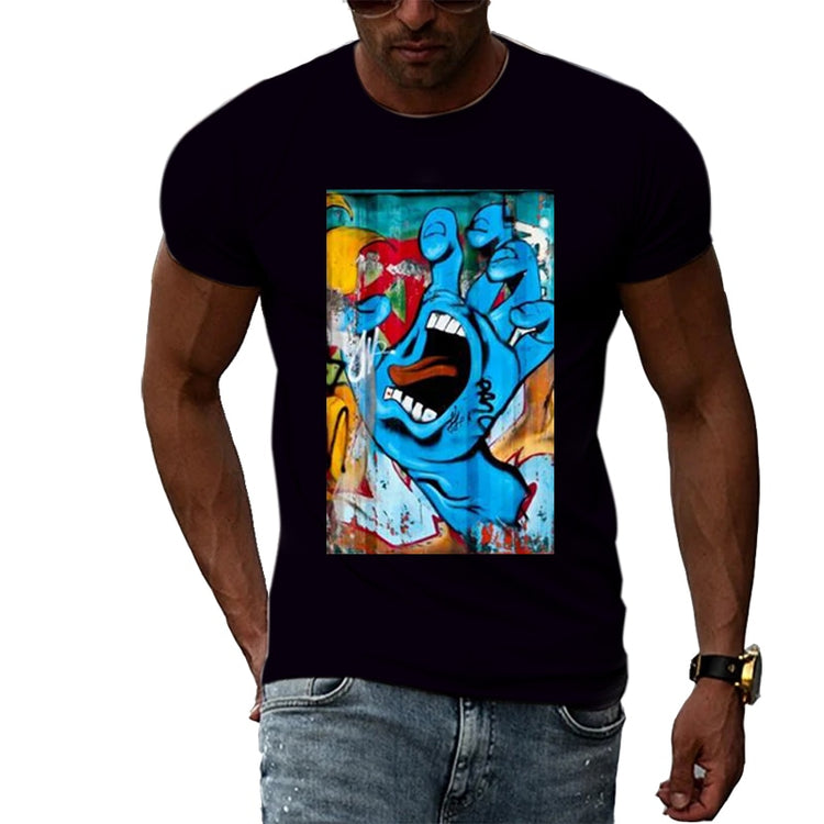 Funky Cool T-shirt Streetwear Top Summer Graffiti Hip-Hop