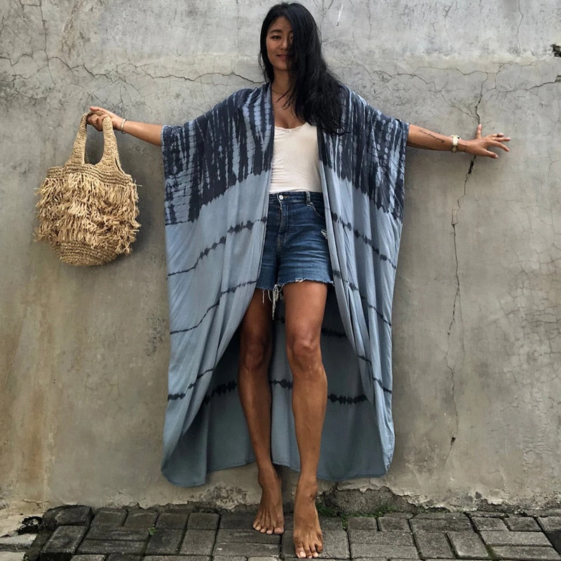 Beach Cover Up Kimono-Style Swimsuit Wrap Resort Wear Bikini Cape