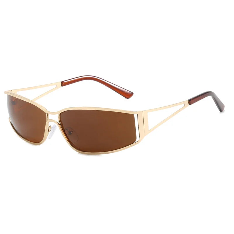 Gradient Sunglasses Oversized Metal-Frame Retro Style