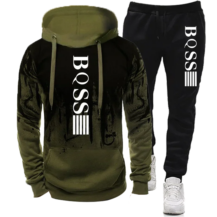 Tracksuit 2pcs Hoodie Sweatshirt & Pants Set Splash Ink Print Sports Combo