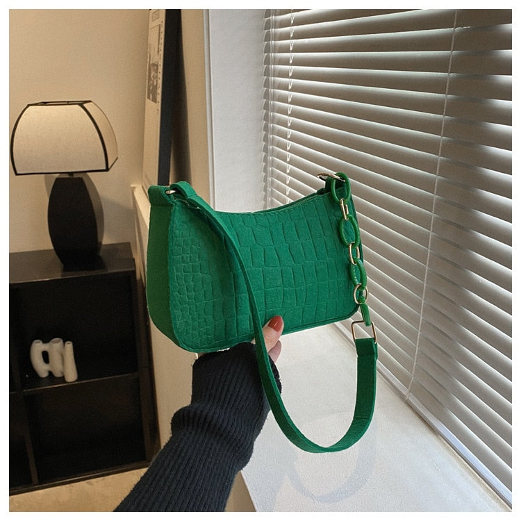 Felt Shoulder Women's Fashion Handbag Crescent Saddle Bag