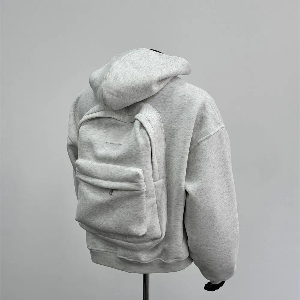 Hoodie Backpack Integrated Travel Compartment Full-Zip Hoodie