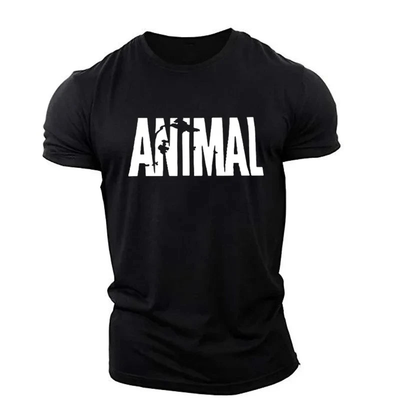 Animal Letters T-shirt Short Sleeve O-Neck Sportswear Funny Tee Oversize Plus Sizes