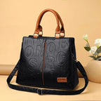 Large Capacity Soft Leather Embossed Letters Ladies Handbag Women's