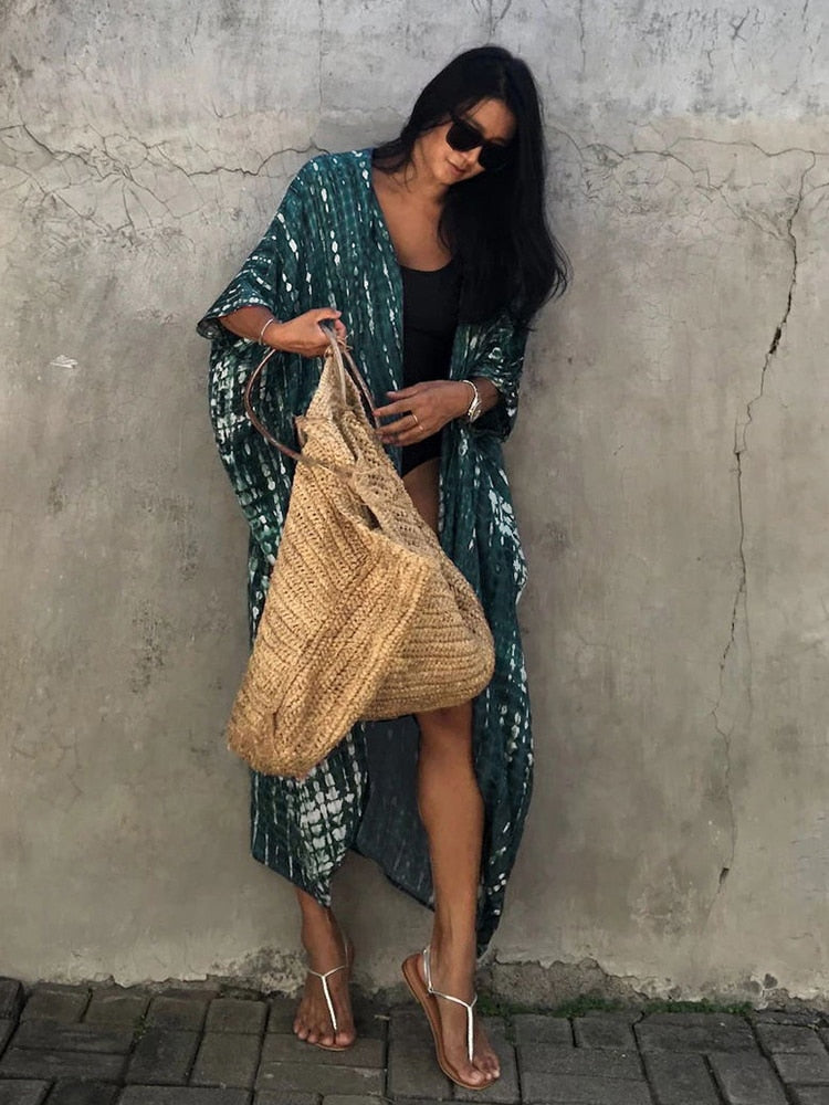 Beach Wrap Bikini Swimwear Cover Up Kimono-Style Resort Wear Sarong