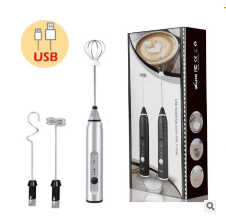 Milk Frother Tool Electric USB 3-Speed Food Blender Foam Maker Whisk Cream Mixer