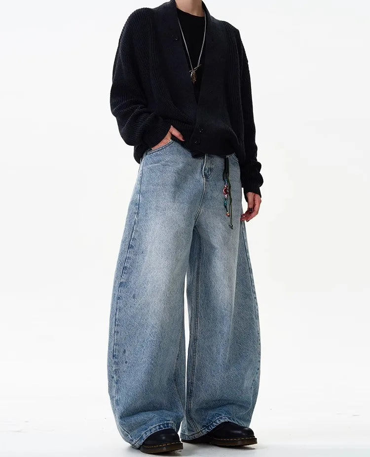 Baggy Wide-Leg Washed Jeans Vintage Phat Denim Knife Pants