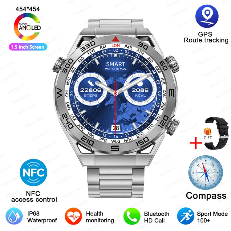 Smartwatch GPS Compass NFC ECG+PPG Heart Health Fitness Tracker Bluetooth Calling