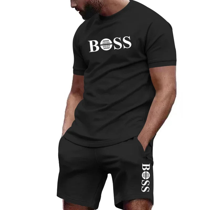 Men's Outfit Set T-shirt + Shorts 2pcs Combo Sportstwear Summer Fitness Clothes