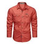 Cargo Shirt Long-Sleeve Cotton Rancher-Style Plus Sizes
