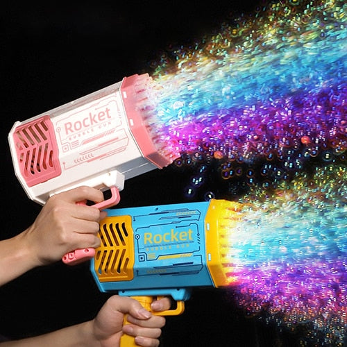 Bubbles Sprayer Blowing Machine Kids 69-Holes Rocket Gun Kids Bubble Maker