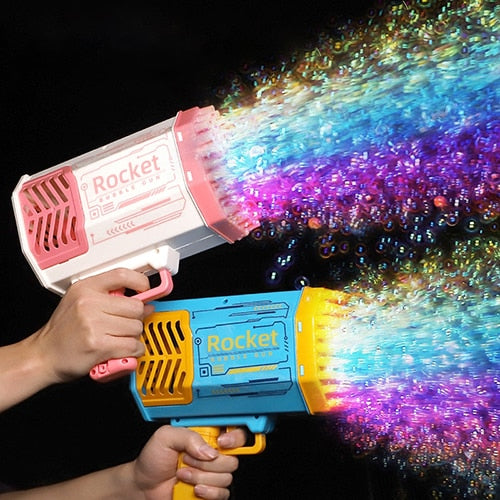 Kids 69-Holes Rocket Gun Bubbles Blowing Machine Sprayer Bubble Maker