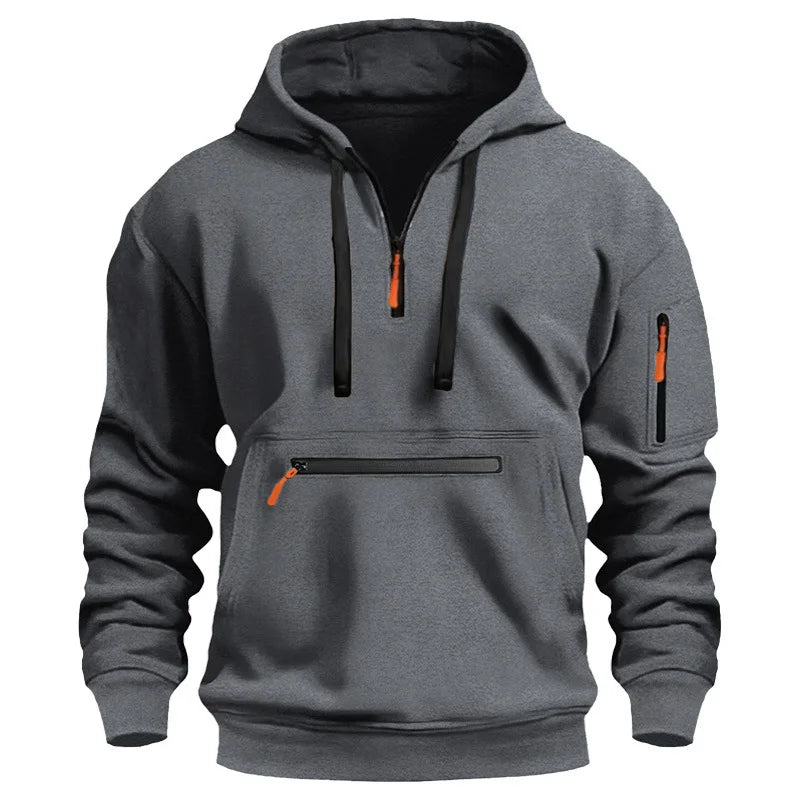Classy Sports Hoodie Relaxed Fit With Arm Zipper Pocket