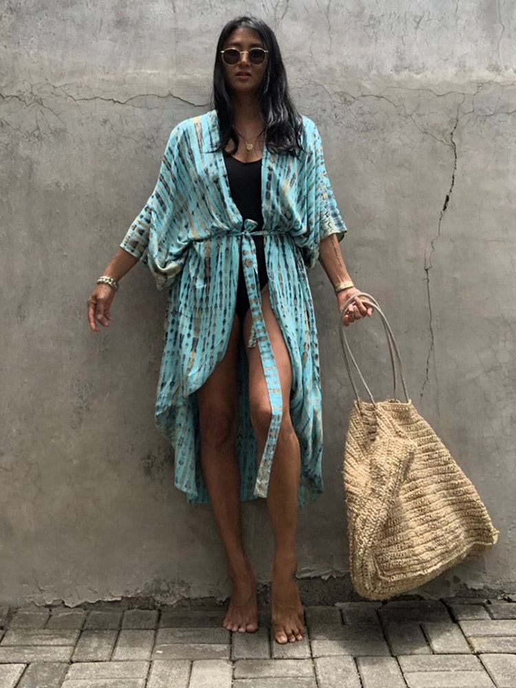 Beach Wrap Bikini Swimwear Cover Up Kimono-Style Resort Wear Sarong