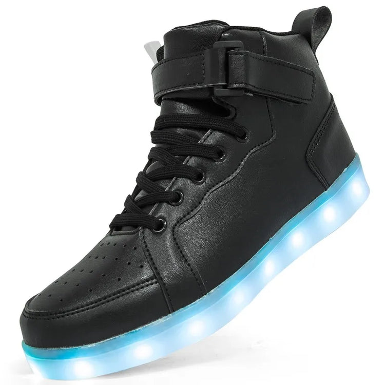 Luminous LED Sneakers Lights Glowing Flashing High Top All Sizes Unisex Runners