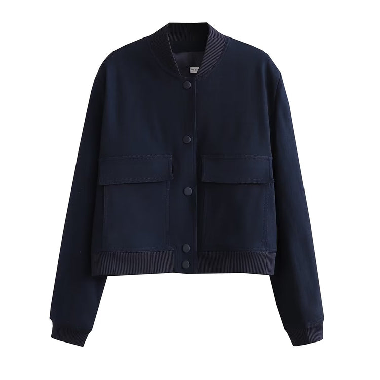 Bomber Jacket - Cropped Single-Breasted Classy Jacket Women's Wear