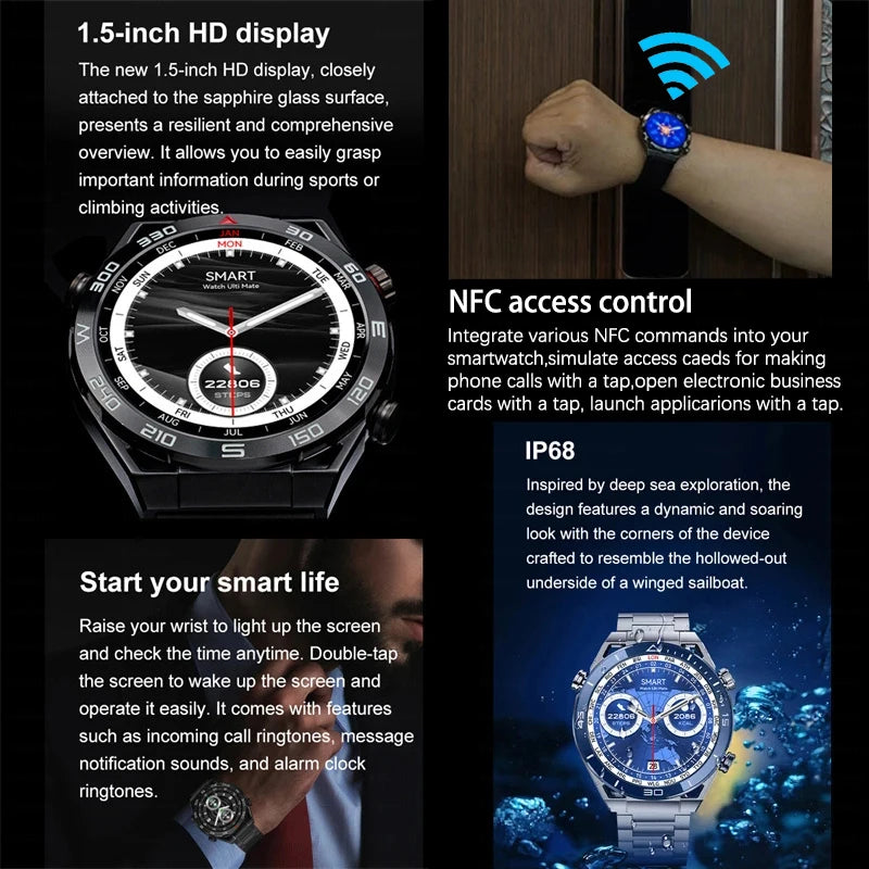 Smartwatch GPS Compass NFC ECG+PPG Health Fitness Tracker Heart Monitor Bluetooth Calling
