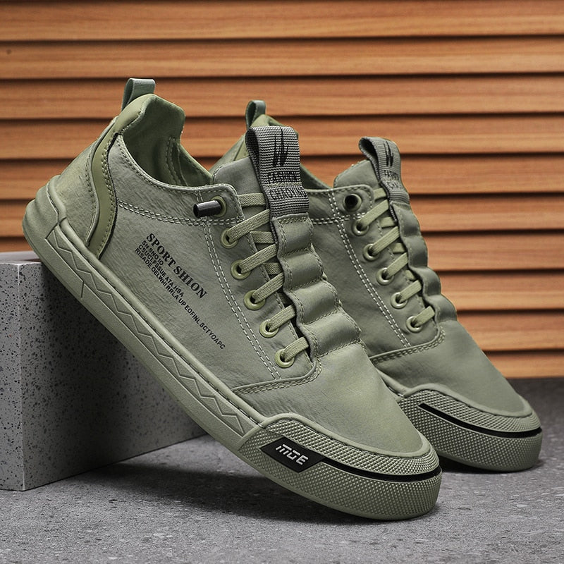 Slip-On No-Tie Ice Silk Canvas Sneakers With Elastic Laces