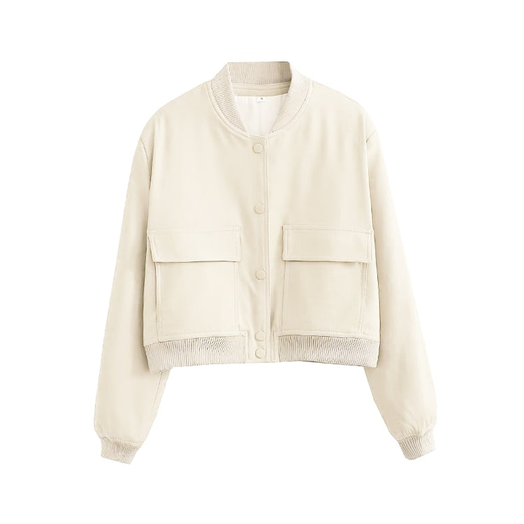 Bomber Jacket - Cropped Single-Breasted Classy Jacket Women's Wear