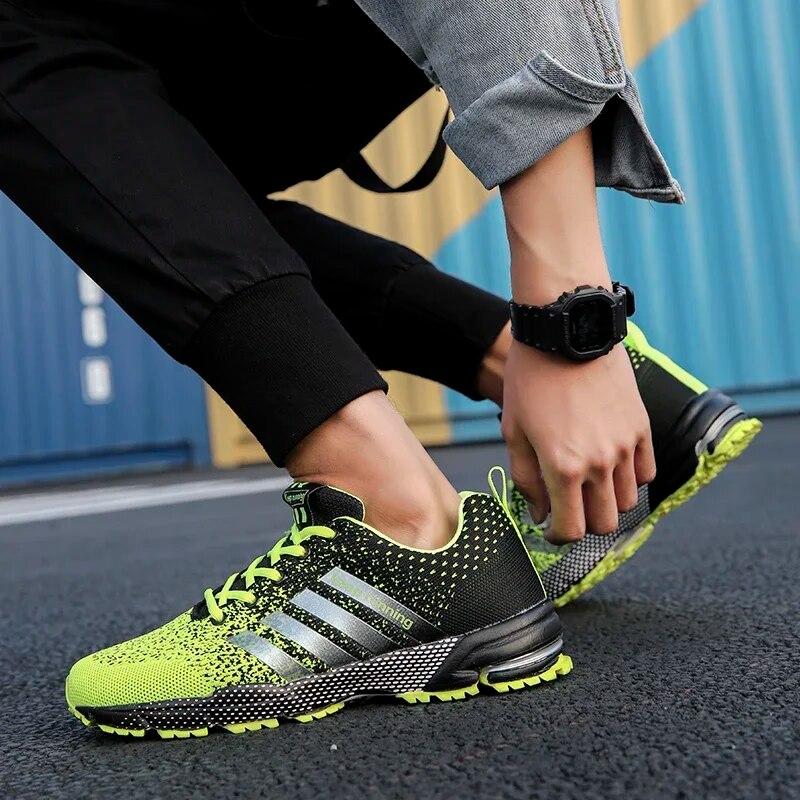 Sports Sneakers Stripes Gradient Pattern Breathable Running Shoes