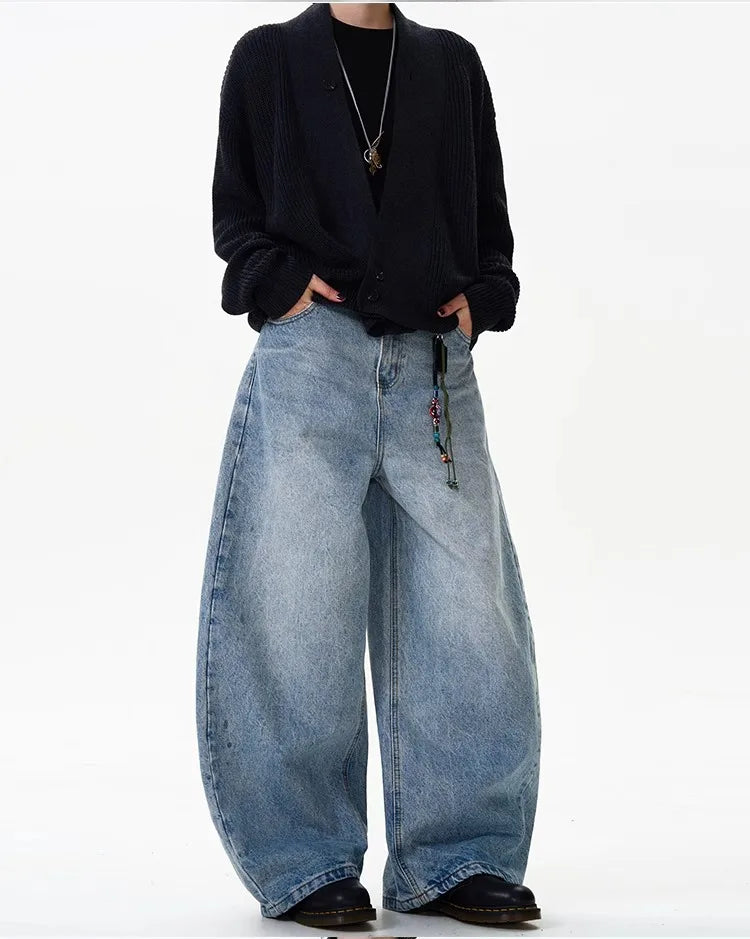 Baggy Wide-Leg Washed Jeans Vintage Phat Denim Knife Pants