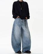 Baggy Wide-Leg Washed Jeans Vintage Phat Denim Knife Pants