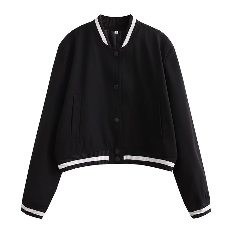 Bomber Jacket - Cropped Single-Breasted Classy Jacket Women's Wear