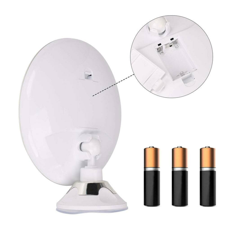 Face Mirror Suction Cup Bathroom Makeup & Shaving Flexible 10X Gooseneck Vanity LED Light