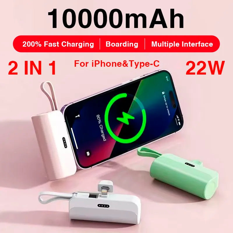 Fast Charger Mini Power Bank Mobile Phone Portable Pocket Battery