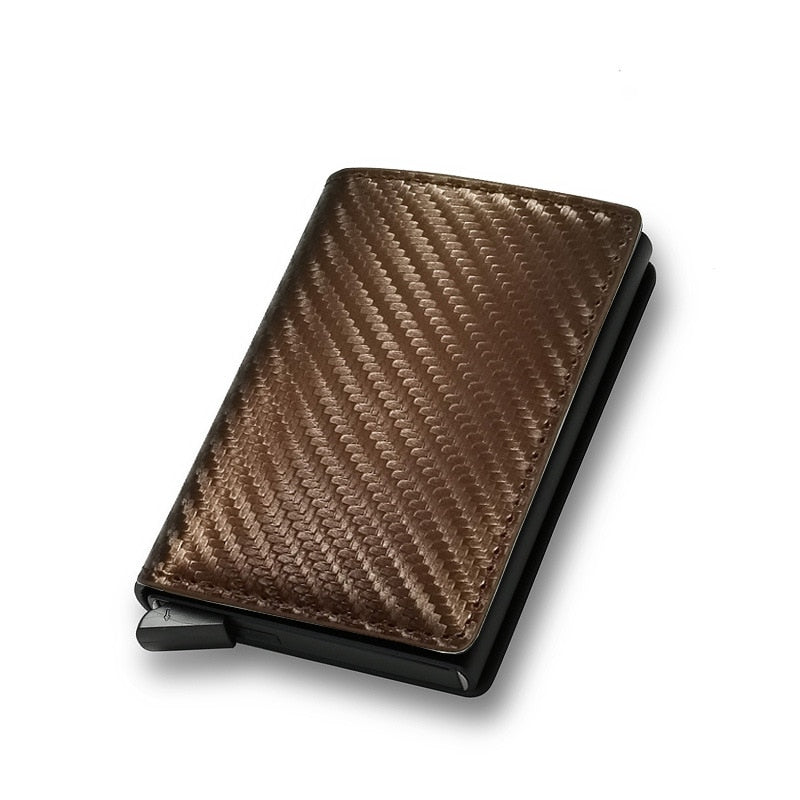 RFID Blocking Wallet Anti-Theft ID Carbon-Fiber Metal Credit Card Holder Money Clip