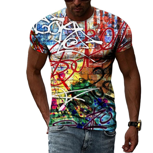 Funky Cool T-shirt Streetwear Top Summer Graffiti Hip-Hop