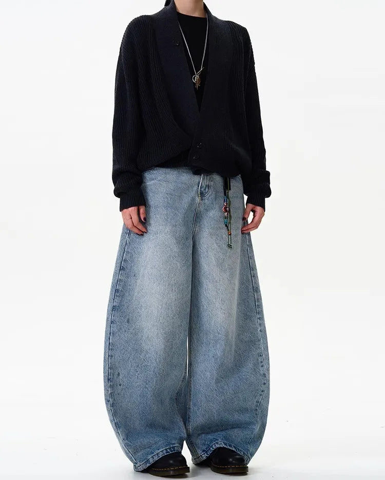 Baggy Wide-Leg Washed Jeans Vintage Phat Denim Knife Pants