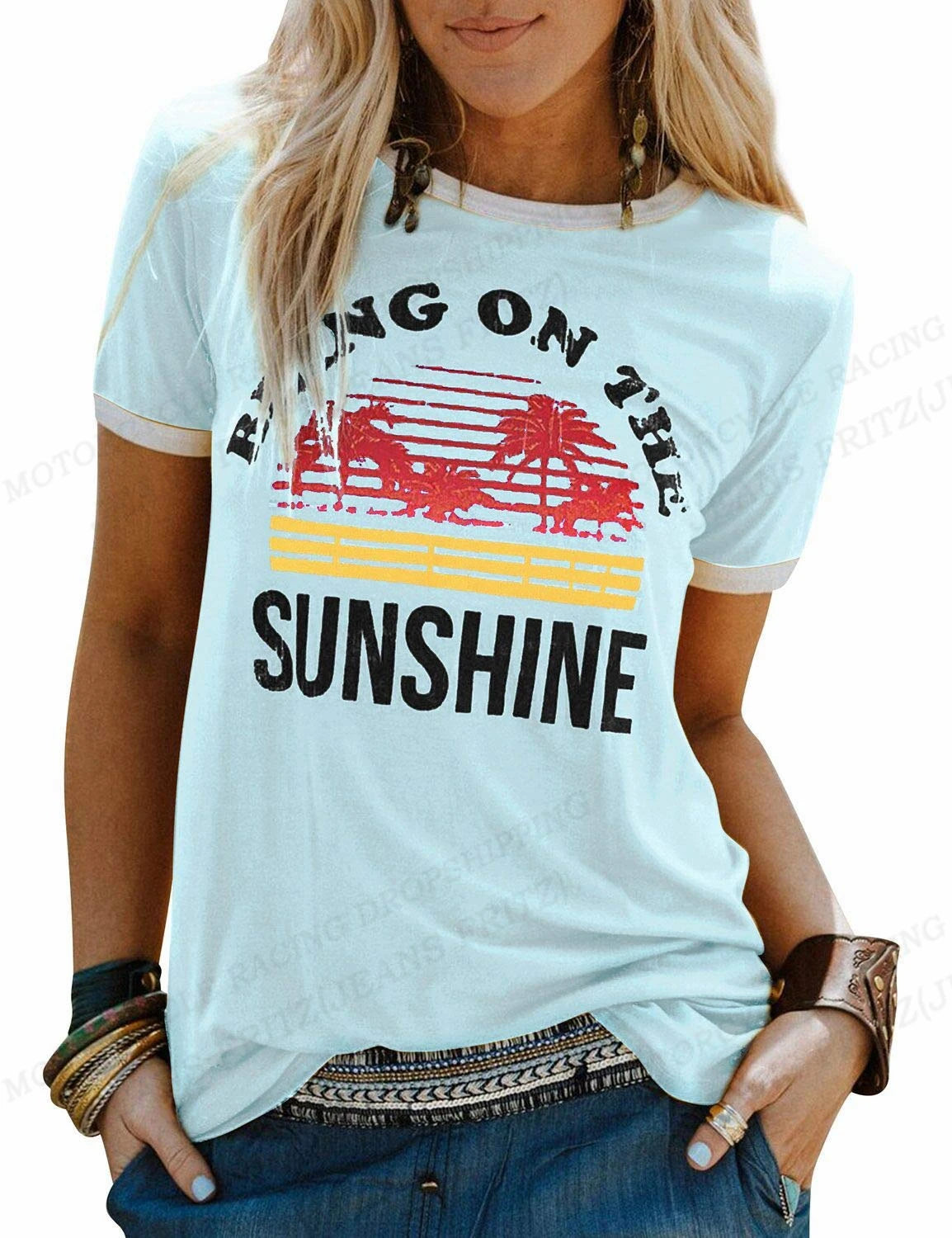 "Bring On The Sunshine" Groovy T-shirt - Trendy Summer Top