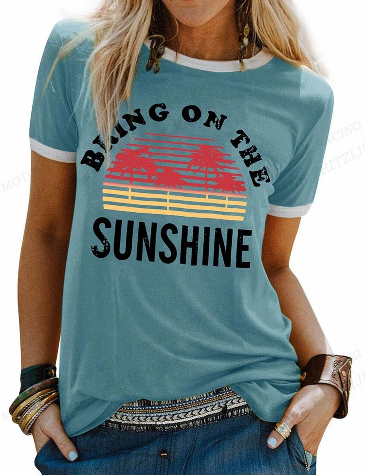 "Bring On The Sunshine" Groovy T-shirt - Trendy Summer Top