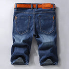 Denim Shorts Stretchy Straight-Fit Bermuda Pants