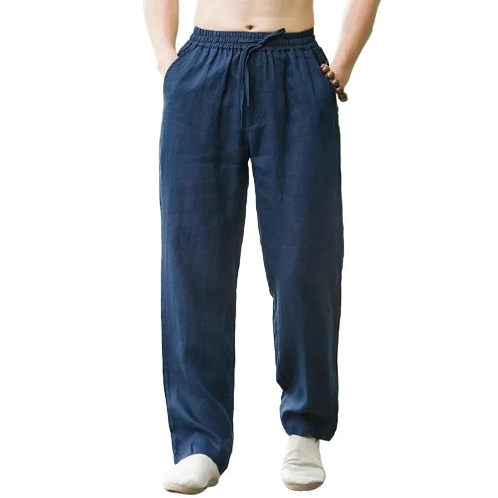 Men's Cotton Linen Beach Pants Loose Fit