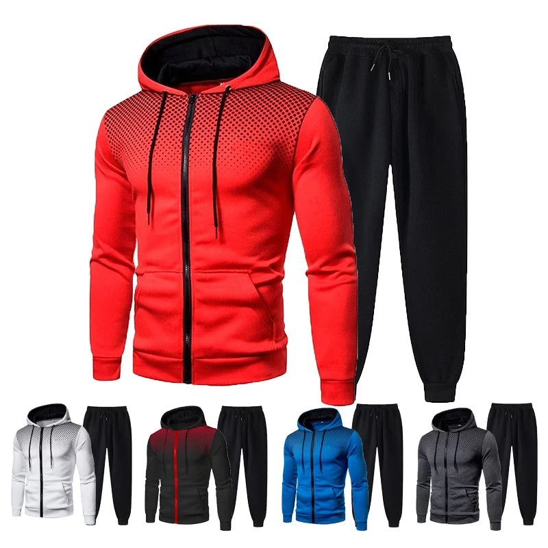 2pcs Tracksuit Pants & Hoodie Set Sports Gym Streetwear Activewear