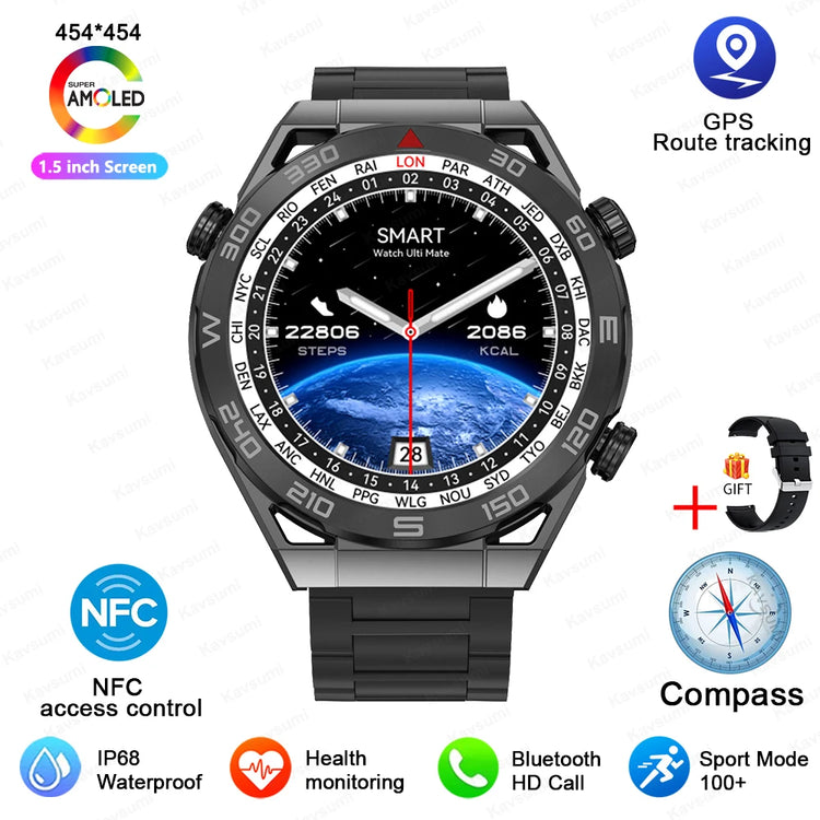 Smartwatch GPS Compass NFC ECG+PPG Heart Health Fitness Tracker Bluetooth Calling