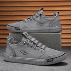 Slip-On No-Tie Ice Silk Canvas Sneakers With Elastic Laces