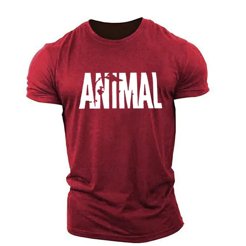 Animal Letters T-shirt Short Sleeve O-Neck Sportswear Funny Tee Oversize Plus Sizes