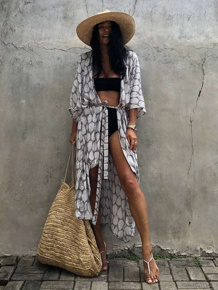 Beach Cover Up Kimono-Style Swimsuit Wrap Resort Wear Bikini Cape