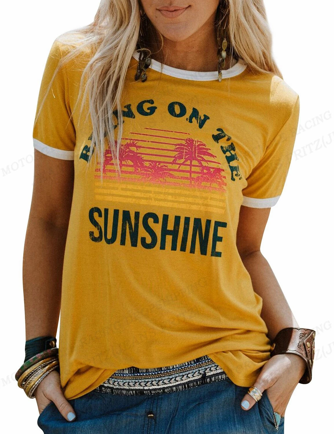 "Bring On The Sunshine" Groovy T-shirt - Trendy Summer Top