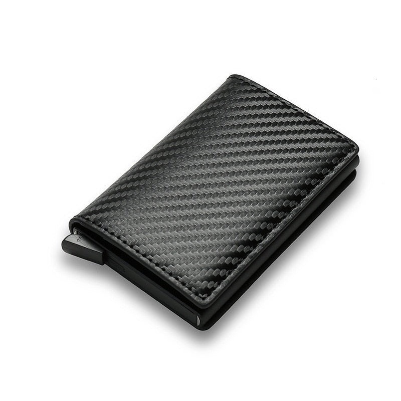 RFID Blocking Wallet Anti-Theft ID Carbon-Fiber Metal Credit Card Holder Money Clip