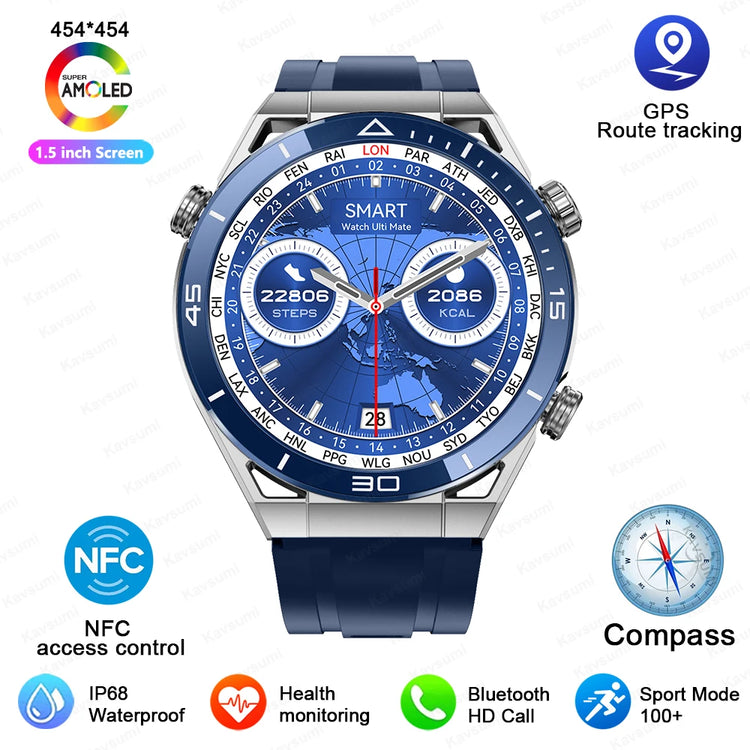 Smartwatch GPS Compass NFC ECG+PPG Heart Health Fitness Tracker Bluetooth Calling