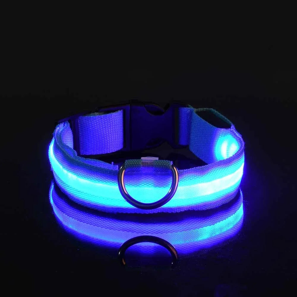 LED Safety Glowing Flashing Dog Collar Night Illuminated Glow In The Dark