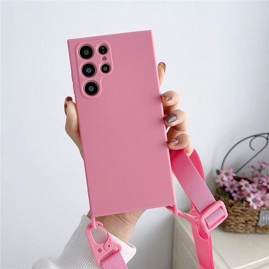 Crossbody Lanyard Case For Samsung Mobile Phone Candy Color Cover