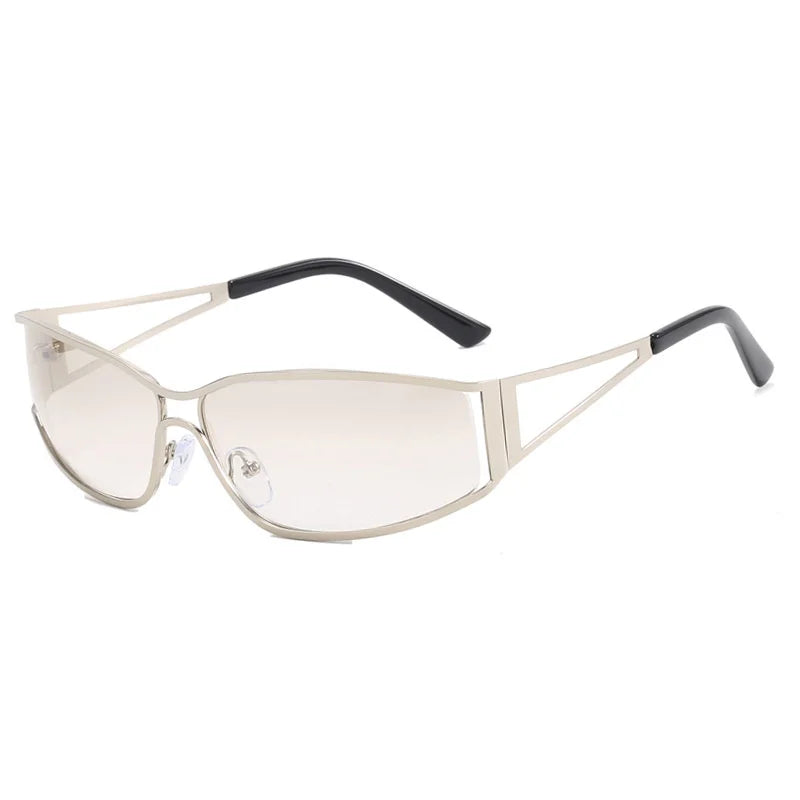 Gradient Sunglasses Oversized Metal-Frame Retro Style