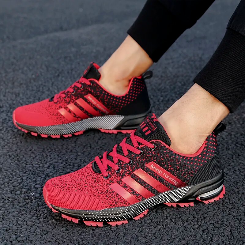 Sports Sneakers Stripes Gradient Pattern Breathable Running Shoes