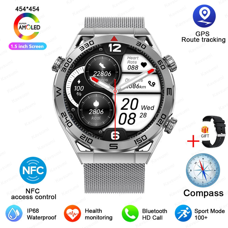 Smartwatch GPS Compass NFC ECG+PPG Heart Health Fitness Tracker Bluetooth Calling