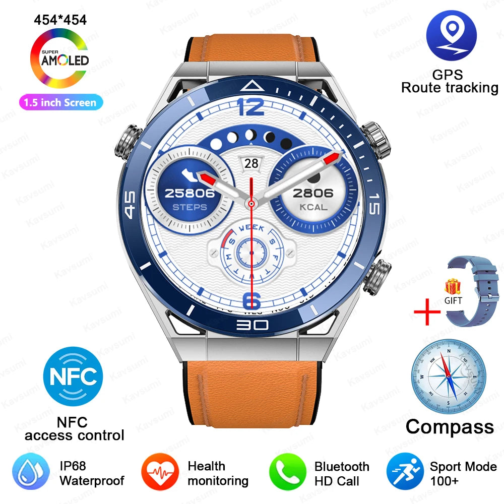 Smartwatch GPS Compass NFC ECG+PPG Health Fitness Tracker Heart Monitor Bluetooth Calling